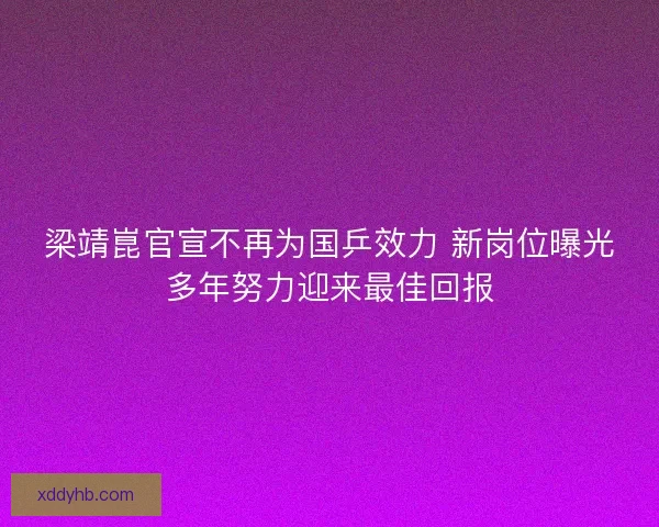 梁靖崑官宣不再为国乒效力 新岗位曝光多年努力迎来最佳回报